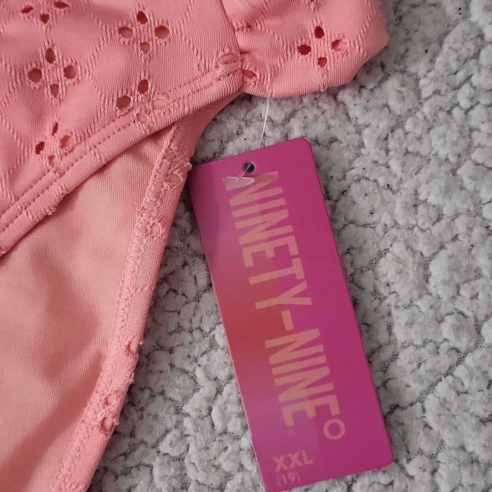 Ninety Pink Eyelet Bikini Bottom - Picture 2 of 4
